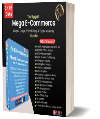 the biggest Mega e-commerce graphic design video editing and digital marketing bundle